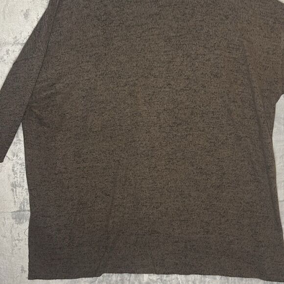 Philosophy Raw Hemmed Soft Heathered Brown Crew Short Sleeve Sweater Size XL - Picture 9 of 9